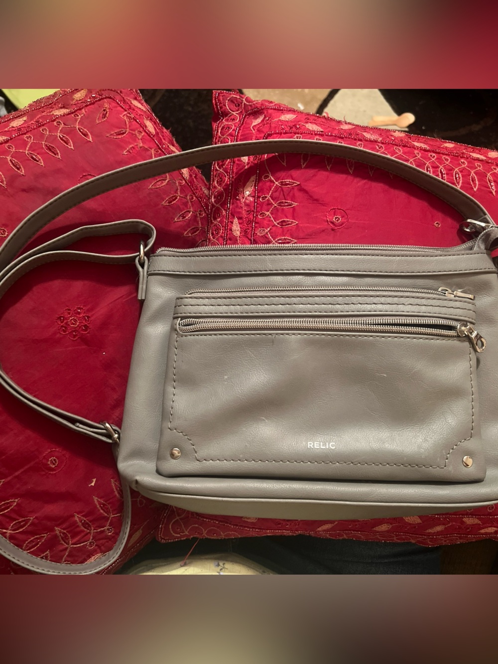 Relic Sage/Gray Crossbody Bag with Front Zip Pockets